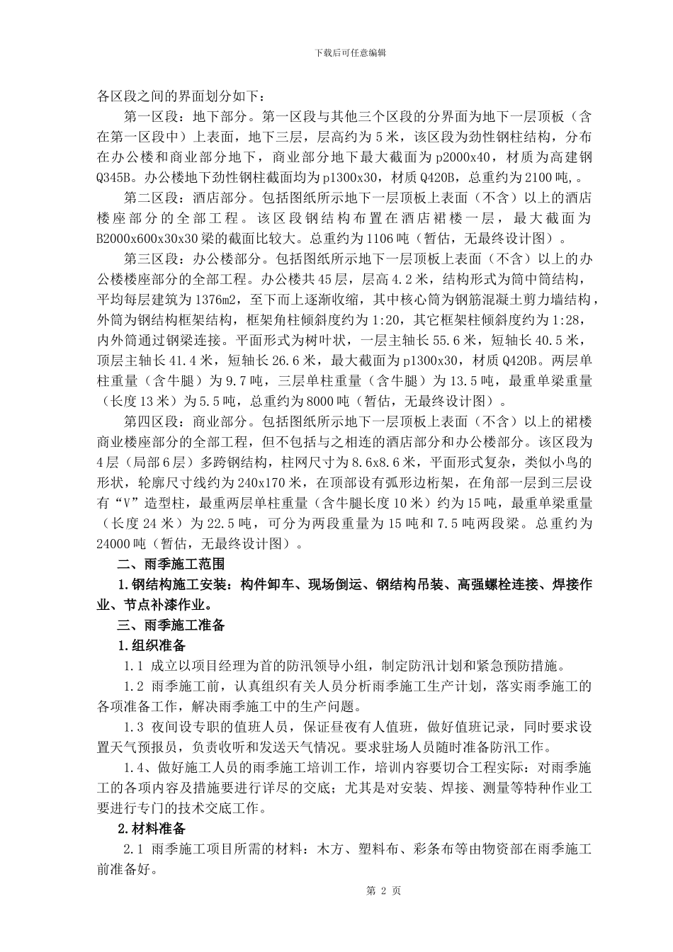 钢结构雨季施工方案_第2页