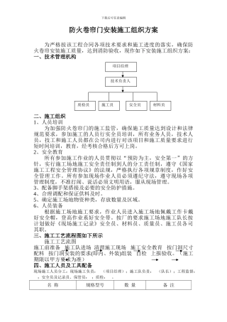 钢质防火卷帘门施工方案
