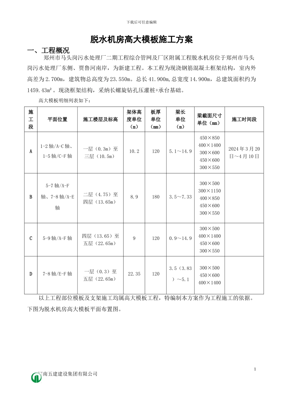 铁军文化馆高大模板施工方案_第1页