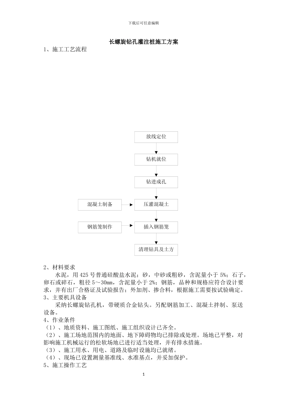 长螺旋钻孔灌注桩施工方案_第1页