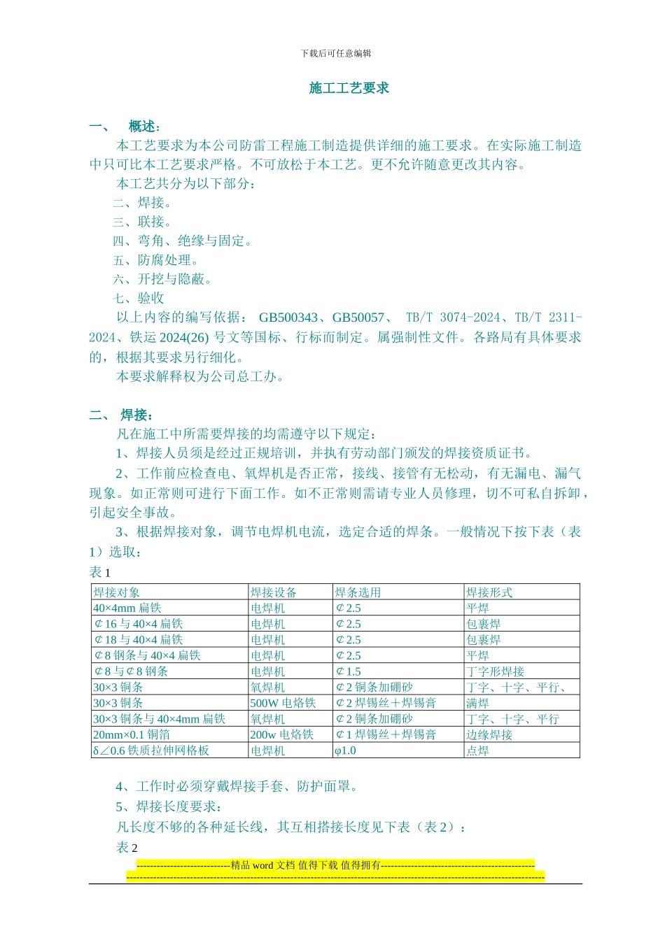 防雷接地施工工艺要求_第1页