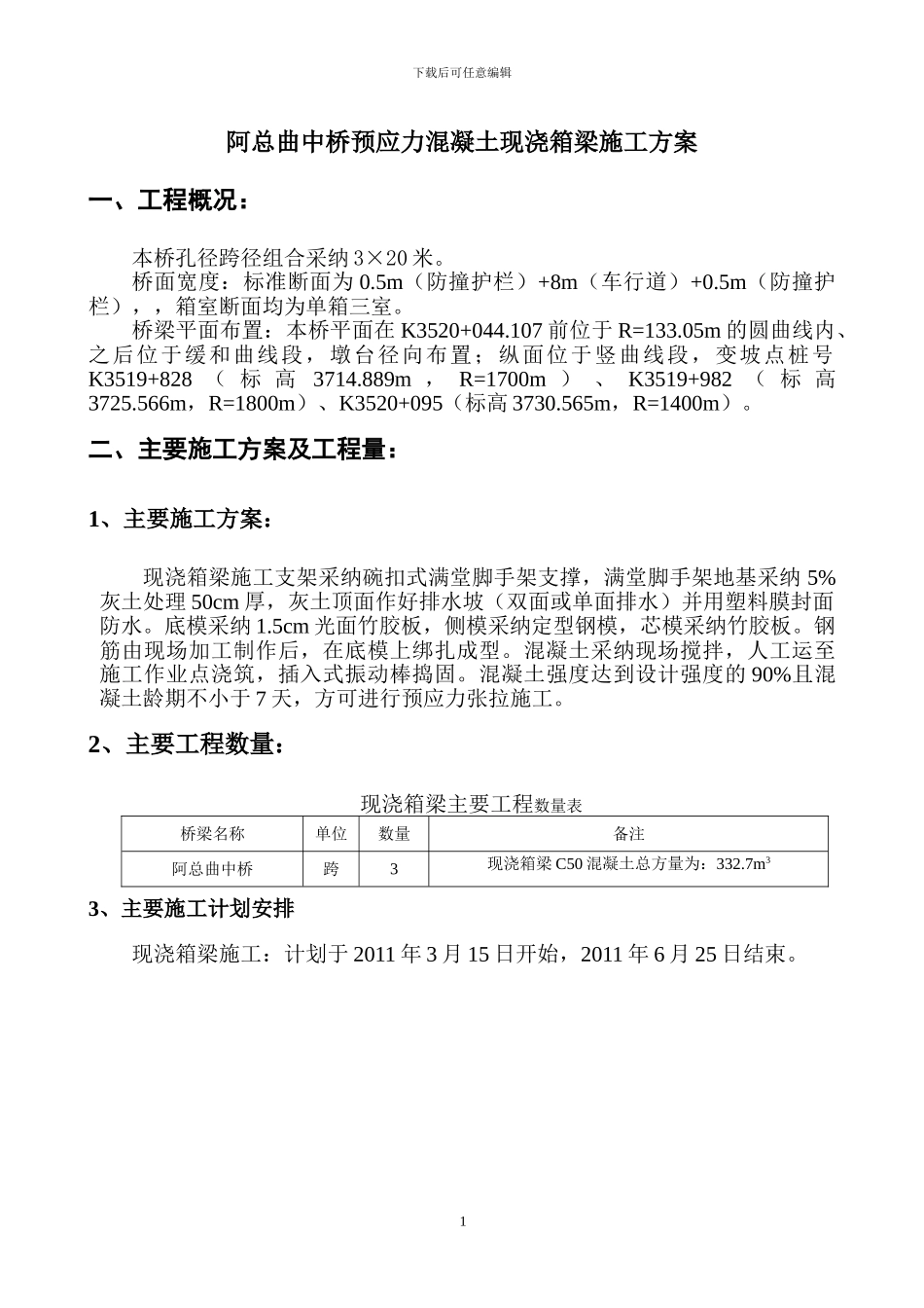 阿总曲中桥预应力混凝土现浇箱梁施工方案-secret_第2页