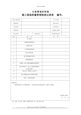 附7施工现场质量管理检查记录表