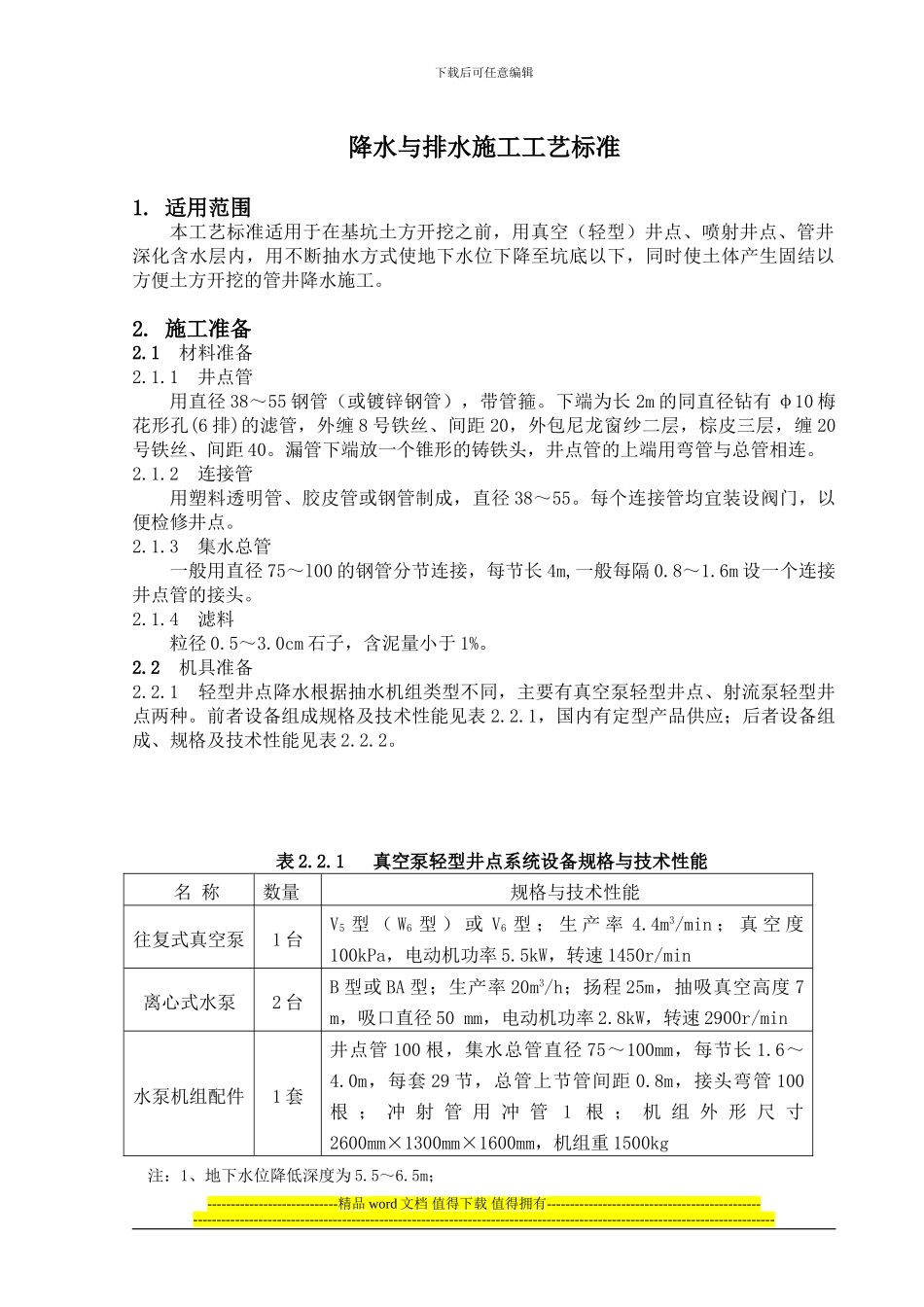 降水与排水施工工艺标准_第1页