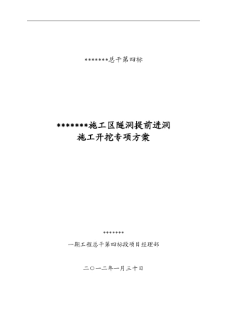隧洞开挖提前进洞施工专项方案