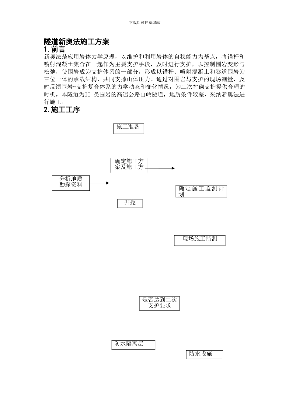 隧道新奥法施工方案_第1页