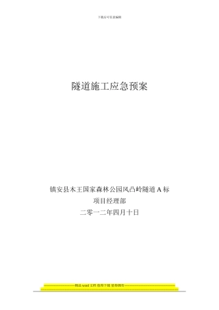 隧道施工应急预案