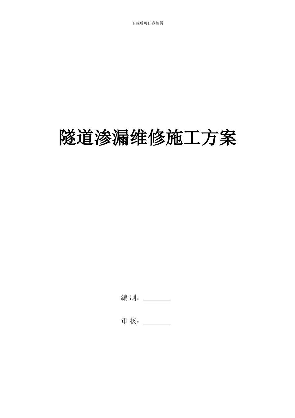 隧道渗漏维修施工方案_第1页