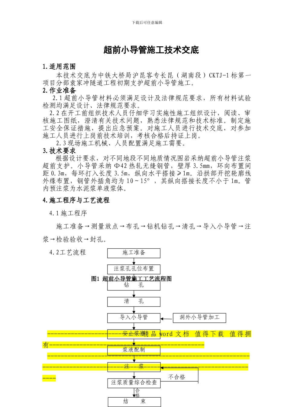 隧道超前小导管施工技术交底-secret_第1页