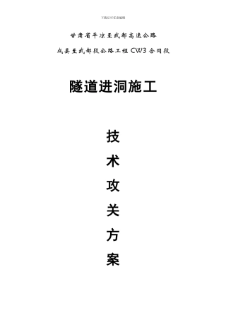 隧道进洞施工技术攻关方案