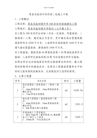 青岛育才中学田径场施工方案