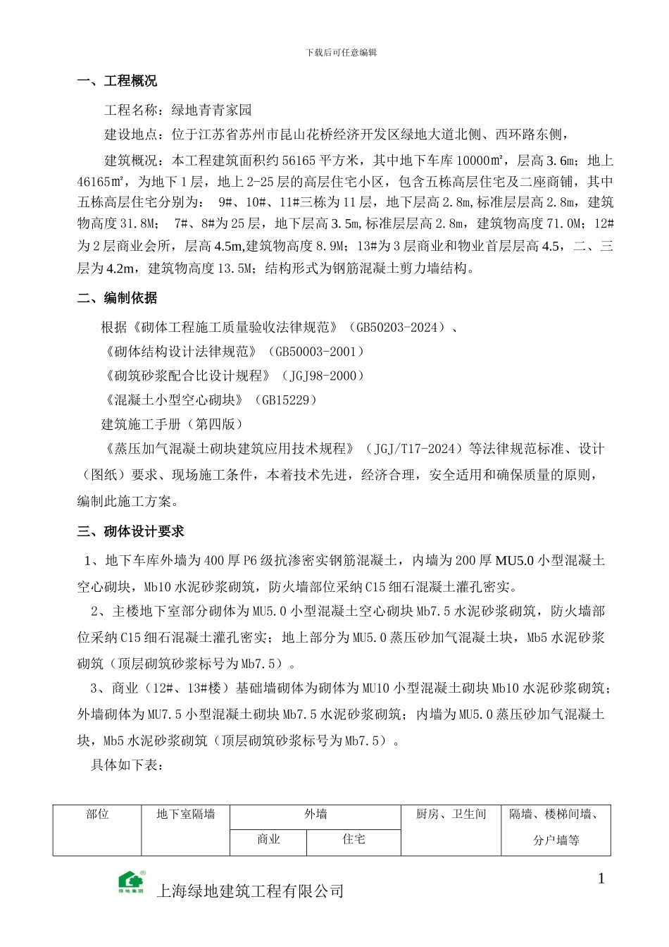 青青家园加气混凝土砌块砌筑施工方案-secret_第2页