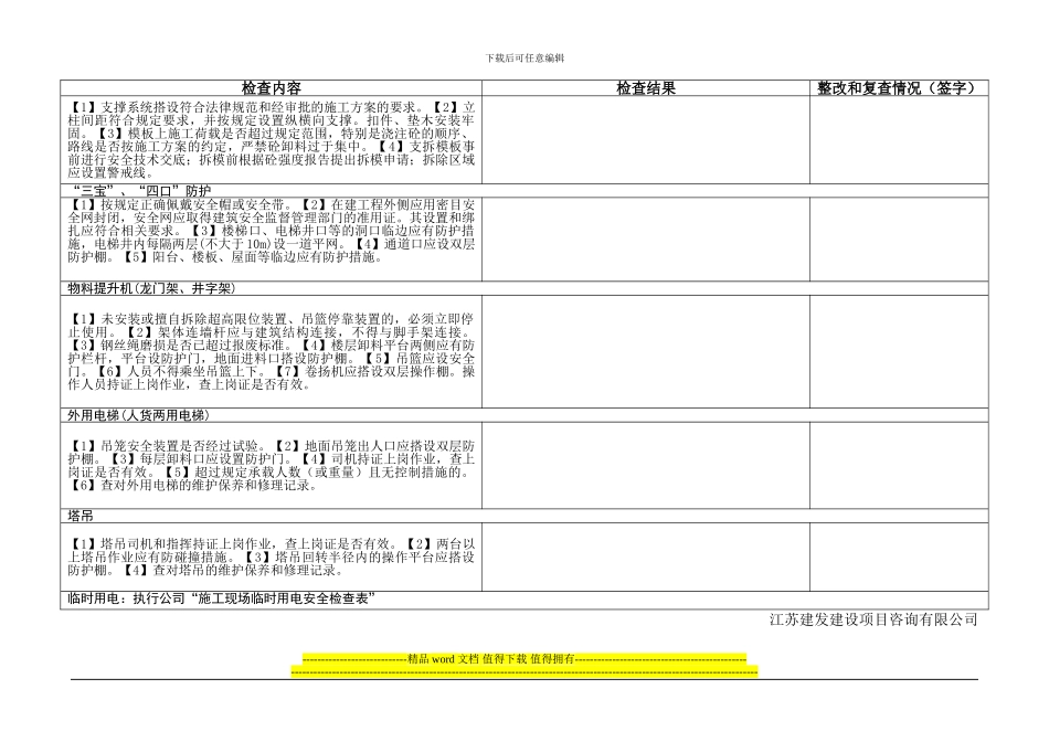 项目监理部施工现场安全检查表_第2页