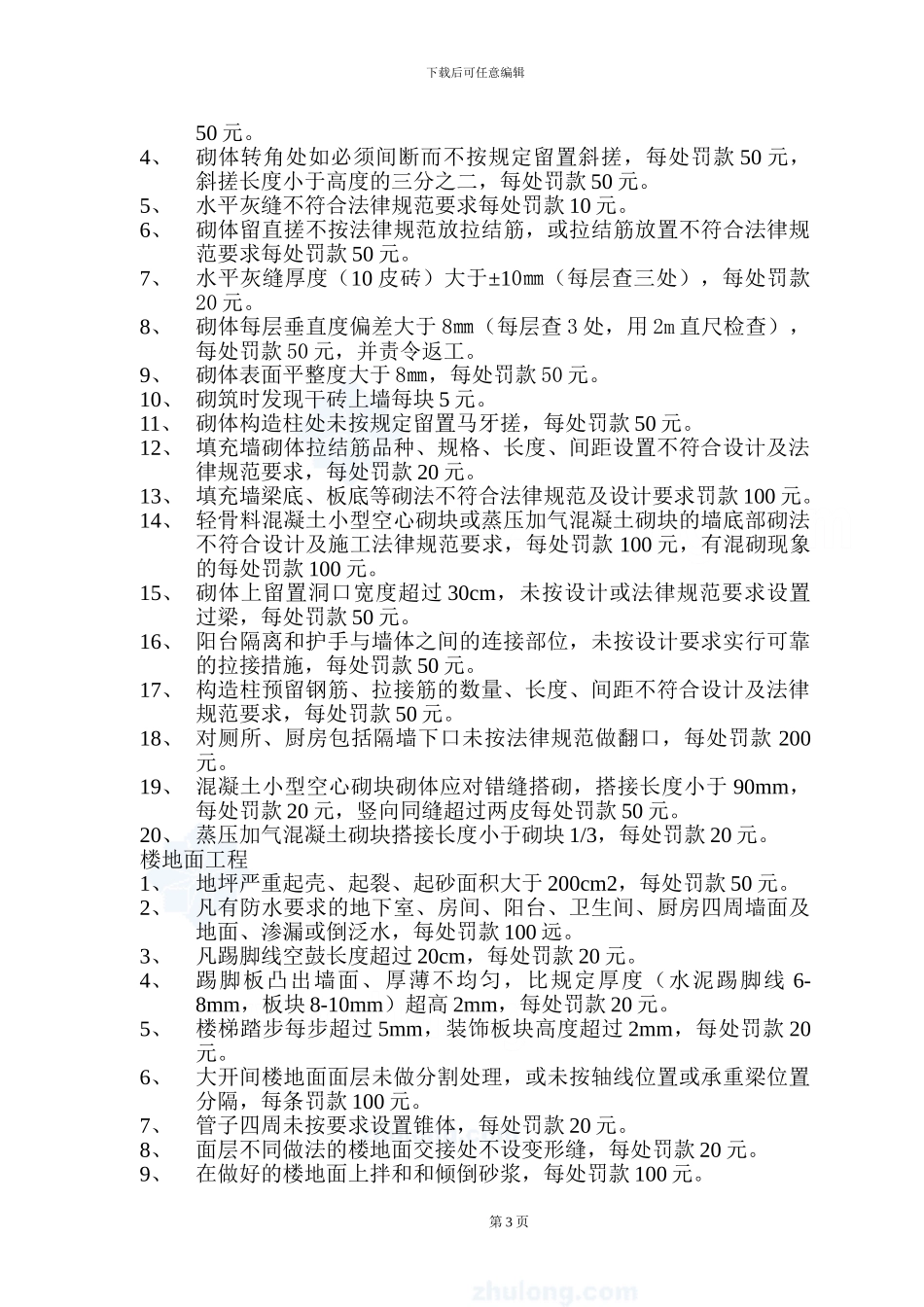 项目质量、安全、文明施工管理奖罚制度_第3页