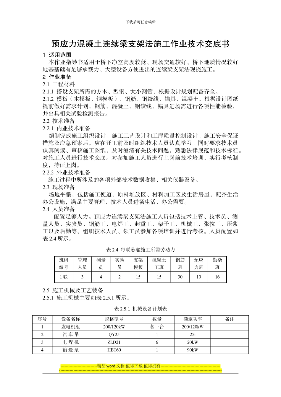 预应力混凝土连续梁支架法施工作业指导书_第1页