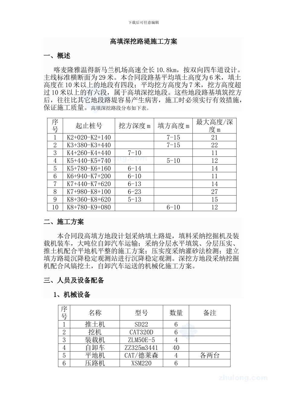 高填深挖路基施工方案初步_第1页