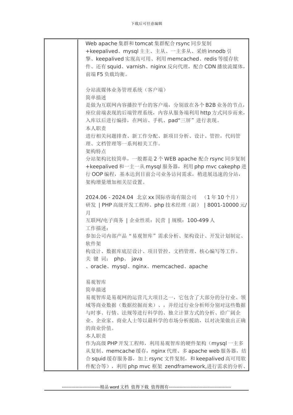 高级php开发工程师-个人简历模板_第2页