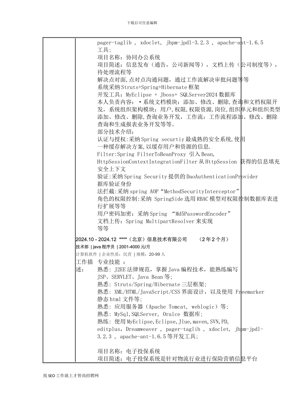 高级软件工程师-个人简历模板_第2页