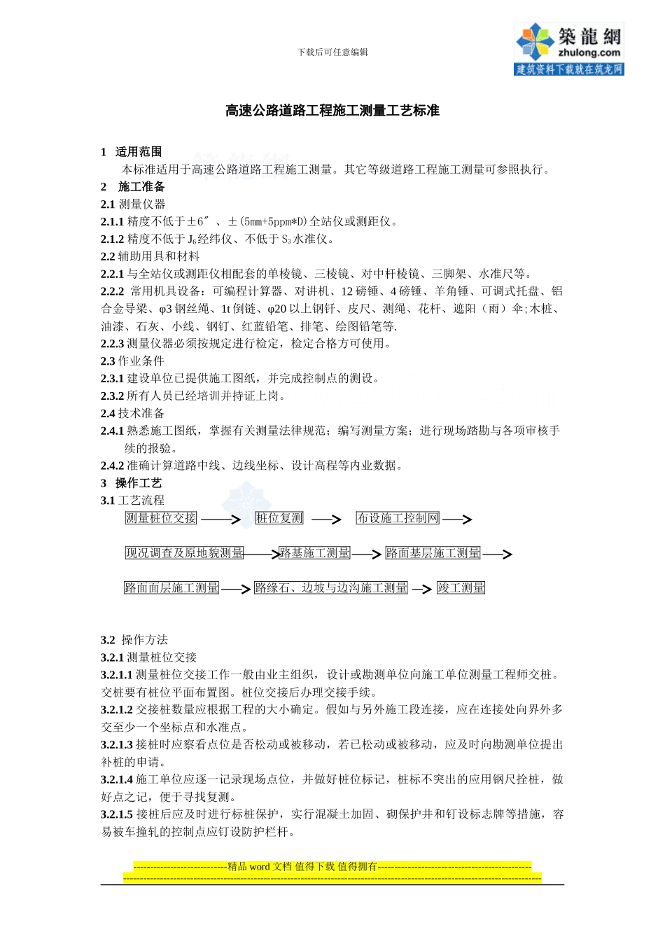 高速公路道路工程施工测量工艺标准_第1页