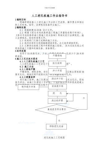 高速铁路人工挖孔桩施工作业指导书