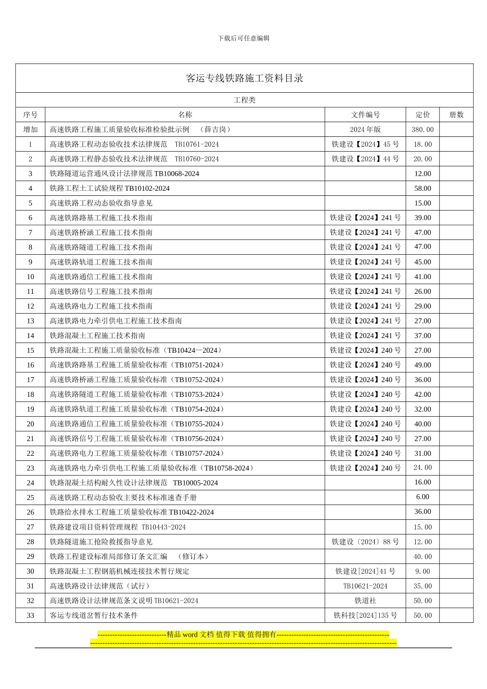 高速铁路工程施工技术资料目录_第1页