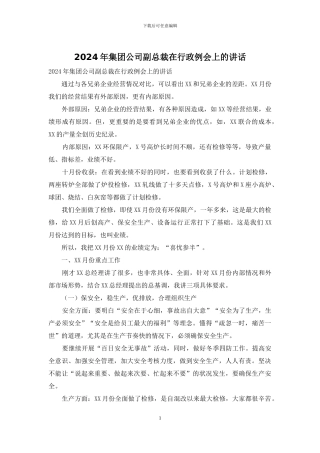 2024年集团公司副总裁在行政例会上的讲话