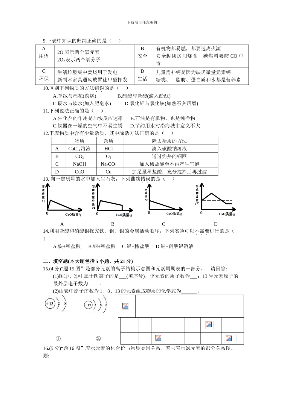 2024广东省年中考化学试题及答案_第2页