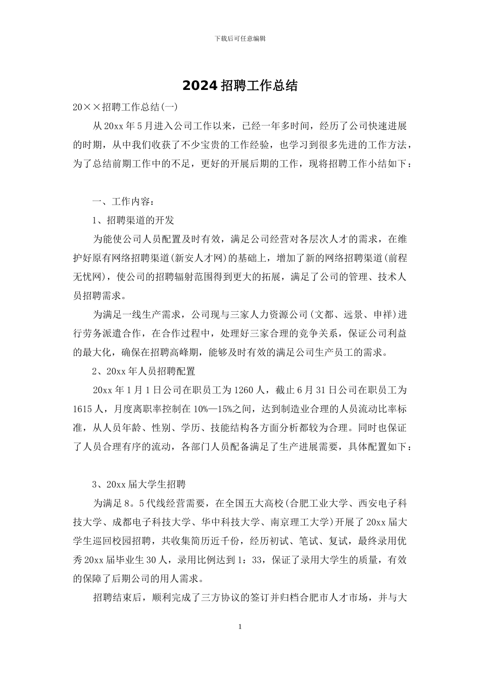 2024招聘工作总结_第1页