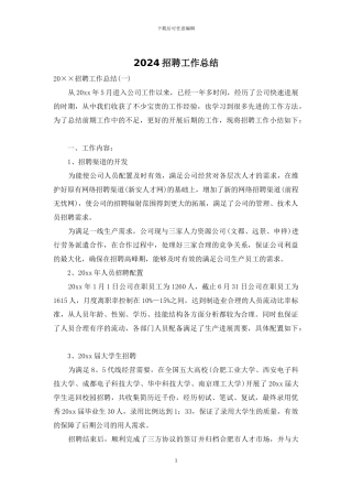 2024招聘工作总结