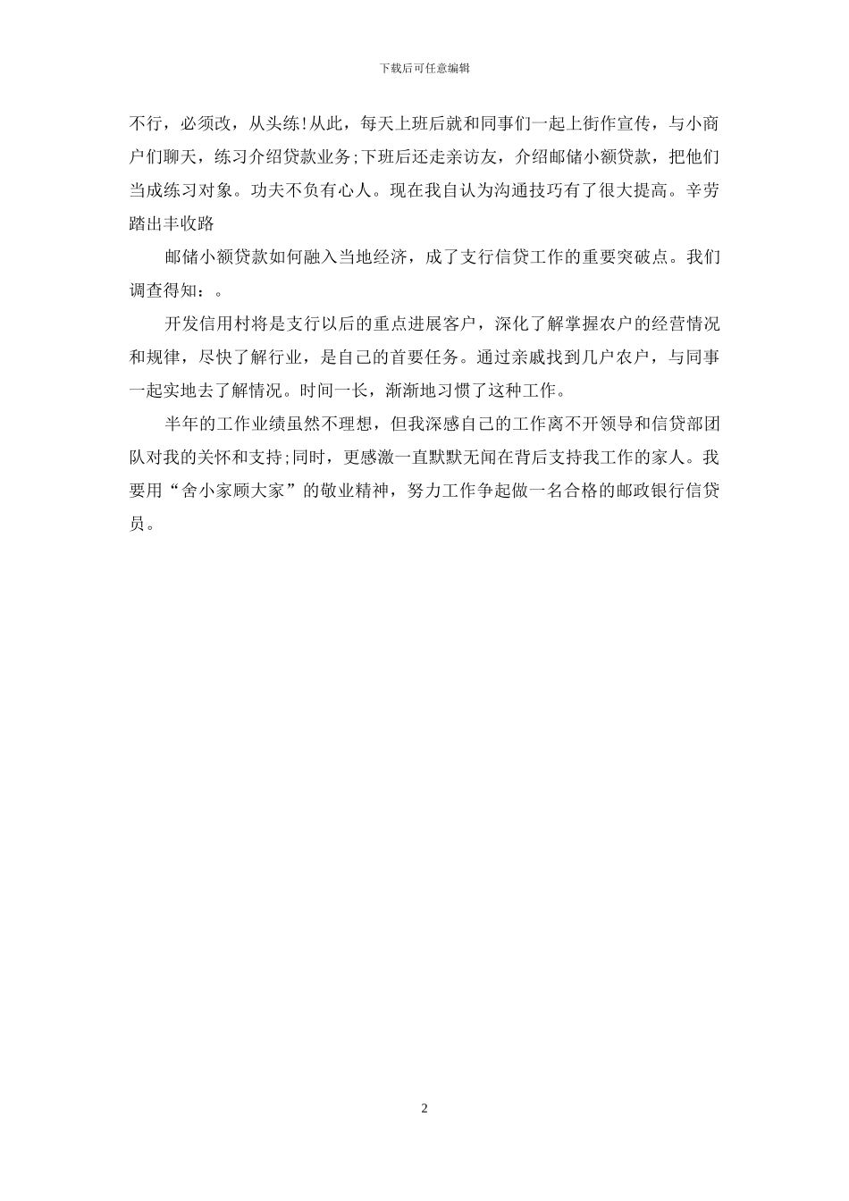 2024银行信贷员个人年终工作总结_第2页