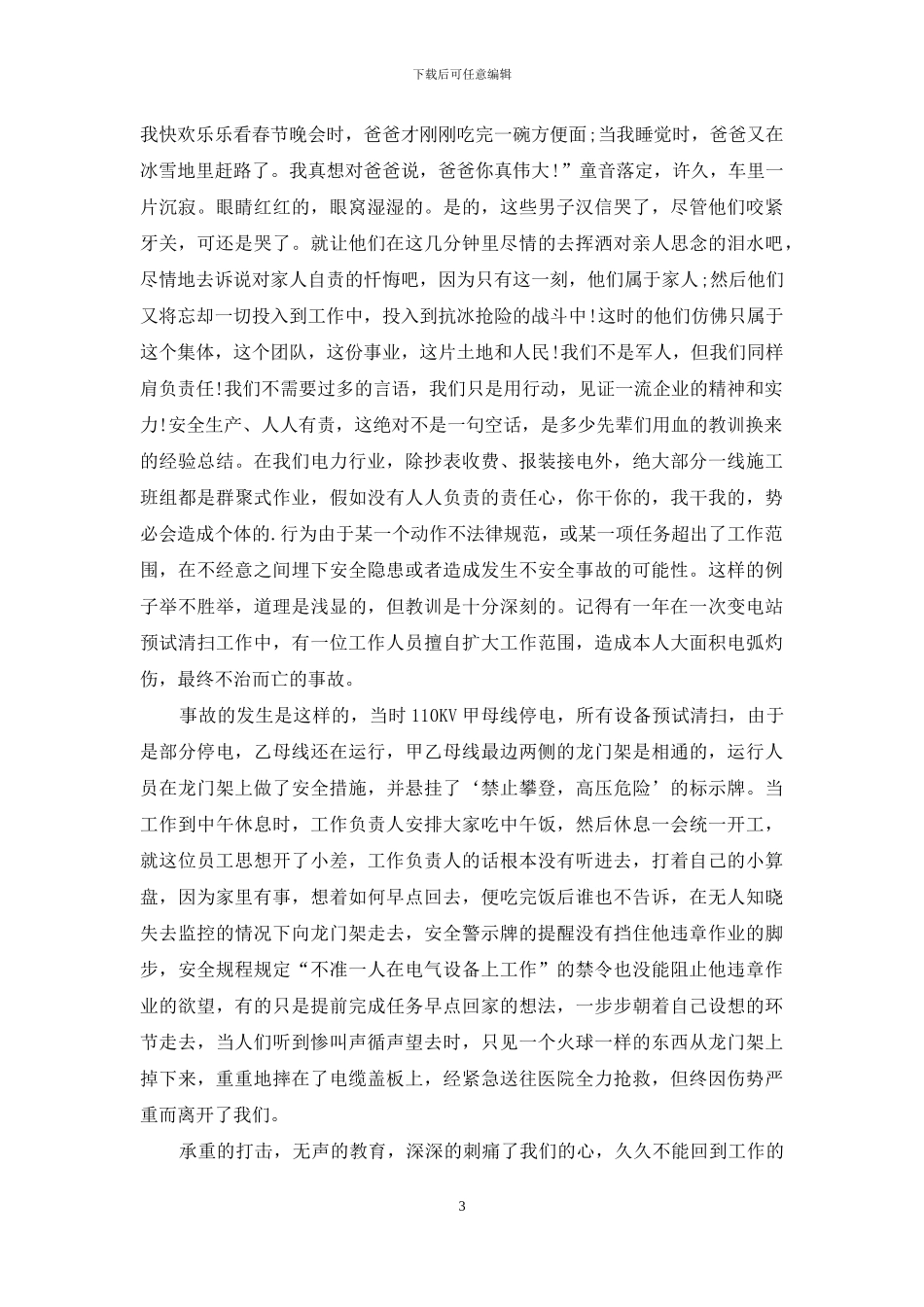 2篇电力企业安全教育发言稿_第3页