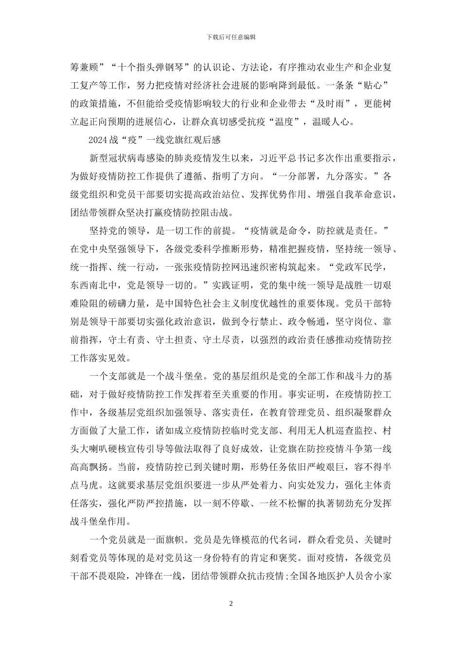 5篇2024战“疫”一线党旗红观后感_第2页