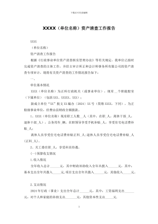 XXXX资产清查工作报告