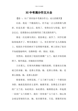 XX中考满分作文大全