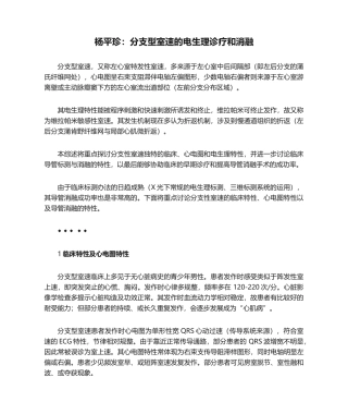 2025年杨平珍分支型室速的电生理诊断和消融
