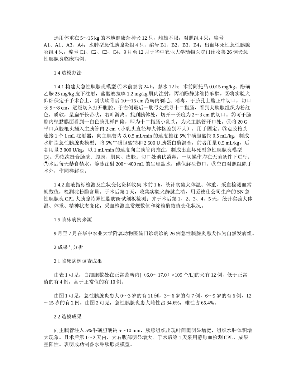 2025年犬急性胰腺炎病程与血液指标变化相关性研究_第2页
