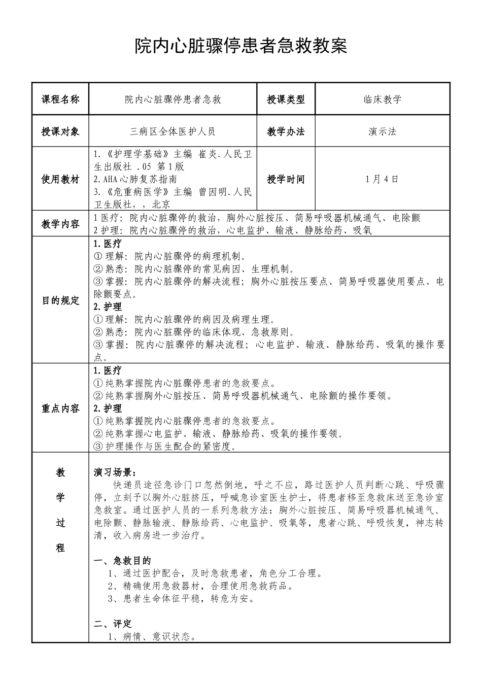 2025年院内心脏骤停抢救演练教案附操作要点_第2页
