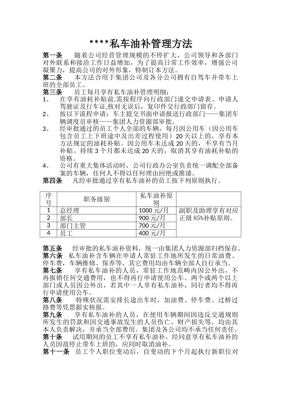 2025年私车油补管理办法_第1页