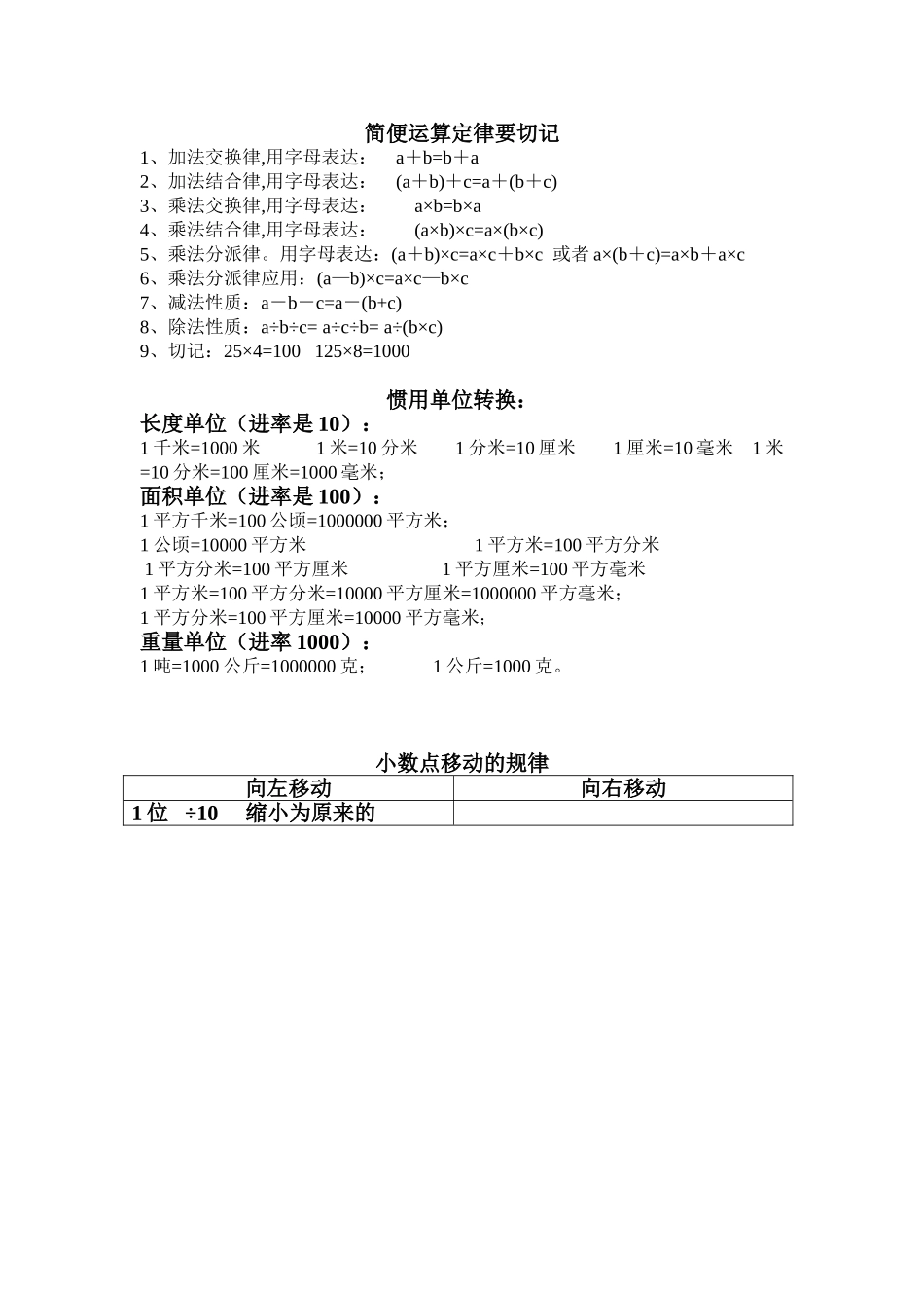 2025年四年级数学公式大合集_第1页