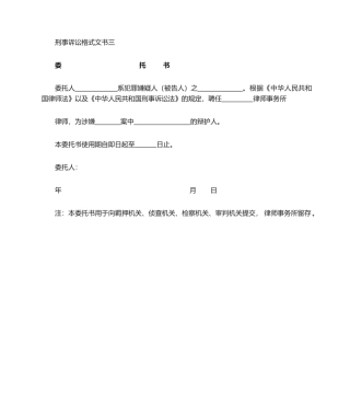 2025年刑事委托书
