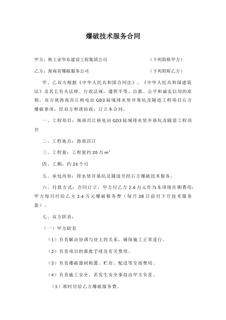 2025年爆破技术服务合同