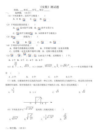2025年初中实数测试题