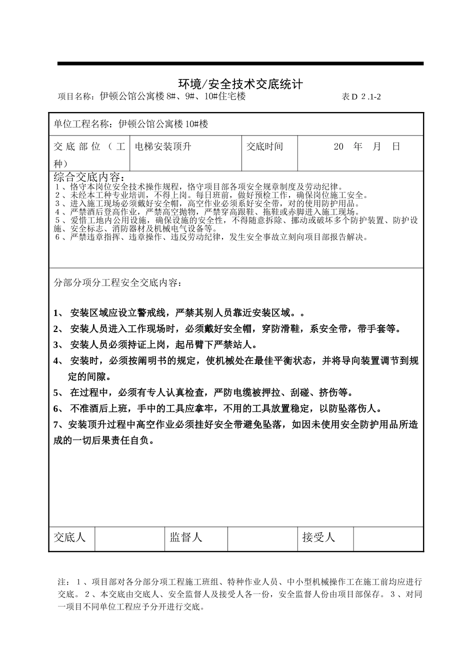 2025年安全技术交底电梯顶升_第1页
