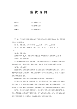 2025年大额借款合同