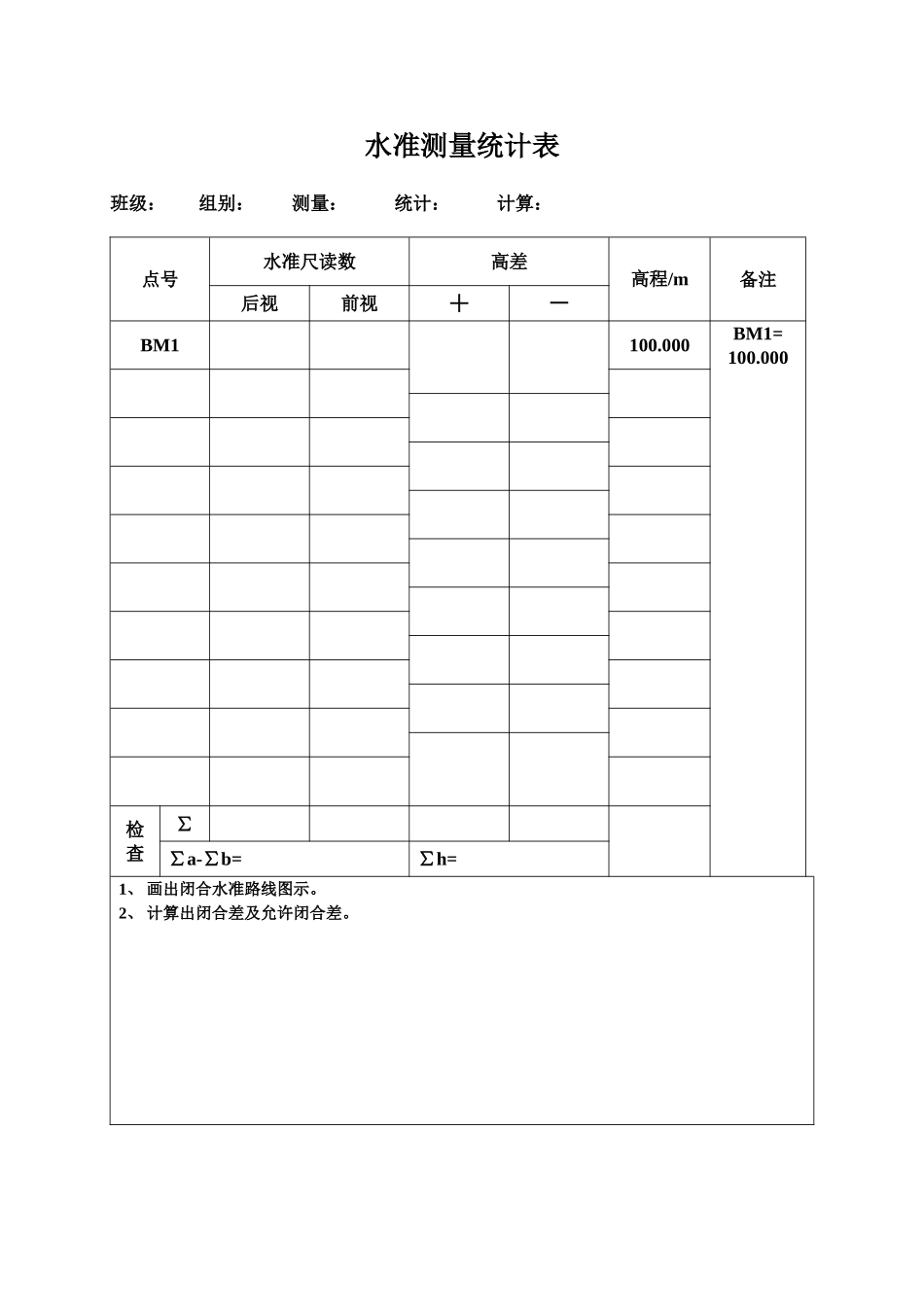 2025年水准测量记录表_第1页