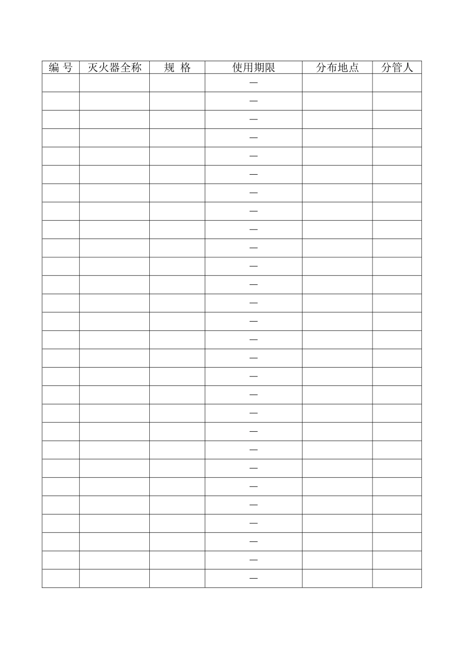 2025年灭火器分布情况登记表_第2页