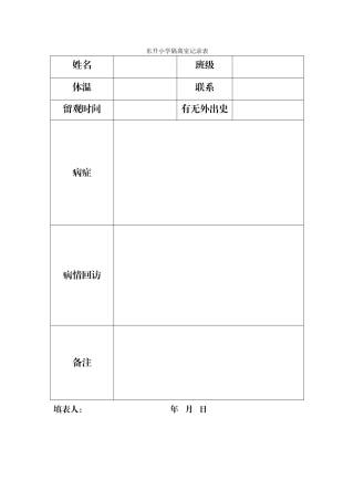 2025年隔离登记表