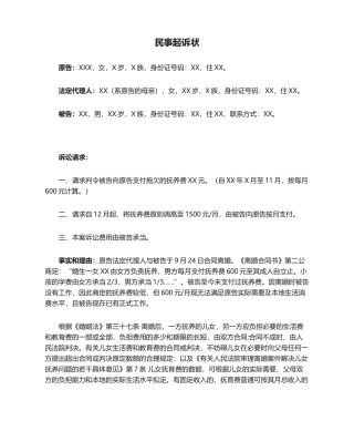 2025年新版民事起诉状