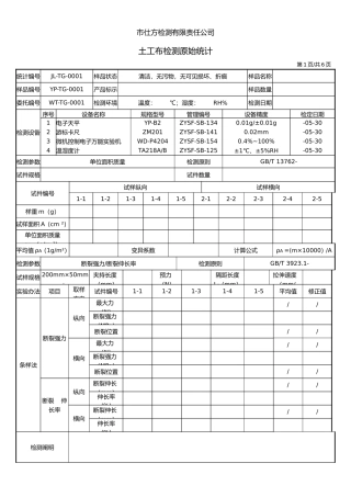 2025年土工布原始记录裂膜丝机织土