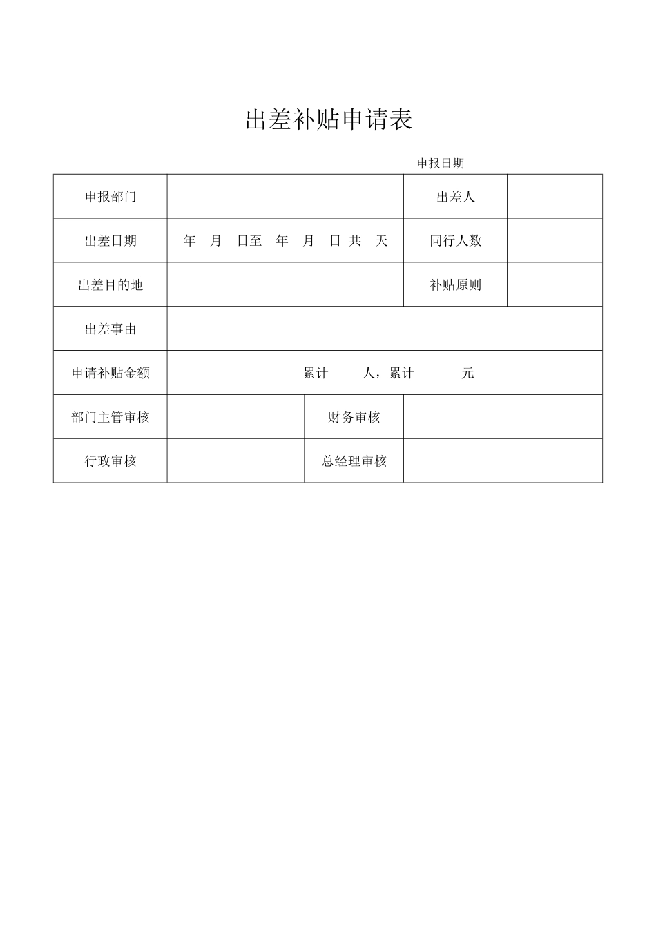 2025年出差补贴申请表_第1页